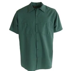 Red Kap Sage Green Button Down Work Shirt Sz M